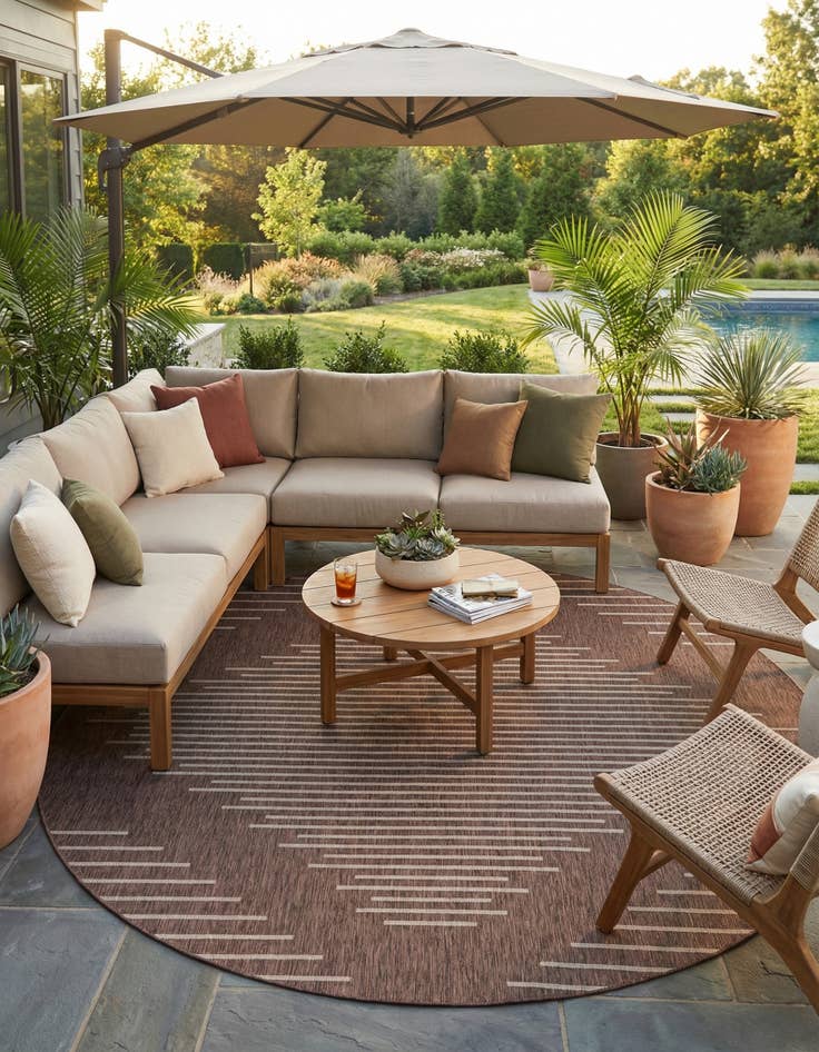 Detail image of  10' 8 x 10' 8  Washable Modern Indoor / Outdoor Round Rug