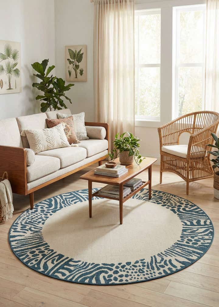 5' x 5' Easy-Clean Safari Indoor / Outdoor Round Rug