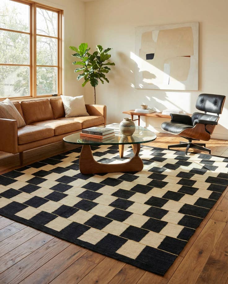 Detail image of 6' 3 x 7' 9 Hand Woven Kilim Modern Wool Rug