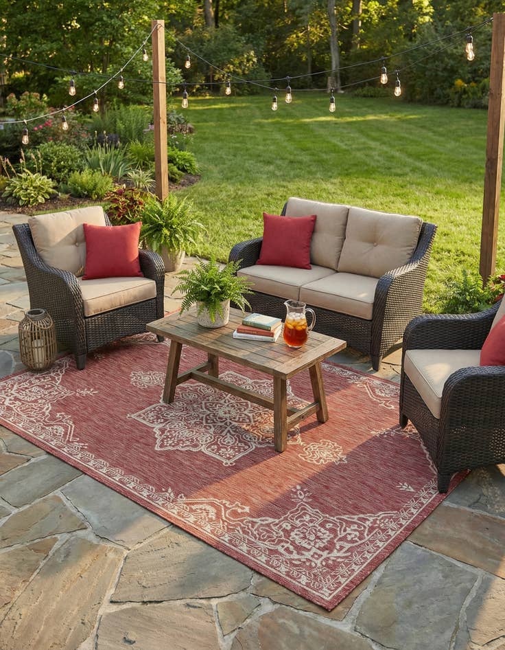 Detail image of  6' x 9'  Washable Traditional Indoor / Outdoor Rug