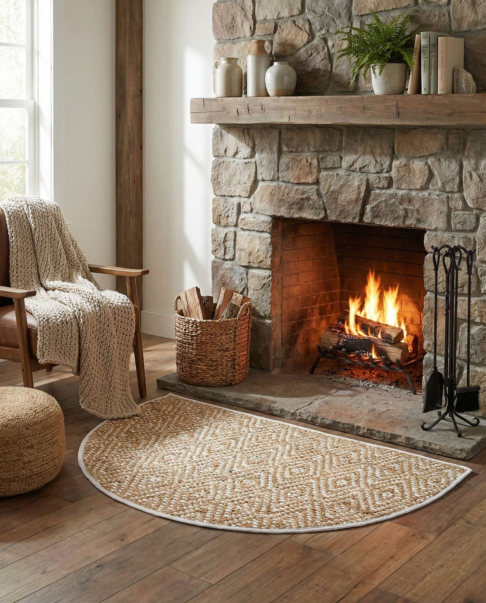 2' 2 x 3' 7 Hand Woven Braided Jute Hearth Rug
