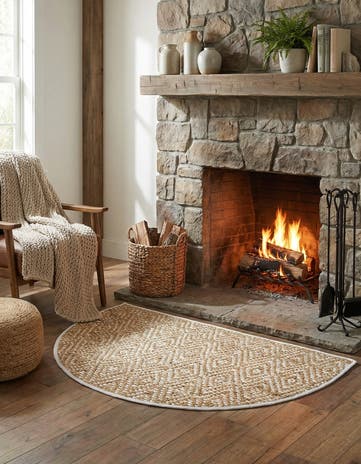 2' 2 x 3' 7 Hand Woven Braided Jute Hearth Rug