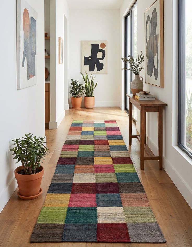 Detail image of 2' 9 x 9' 8  Hand Woven Kilim Modern Wool Runner Rug