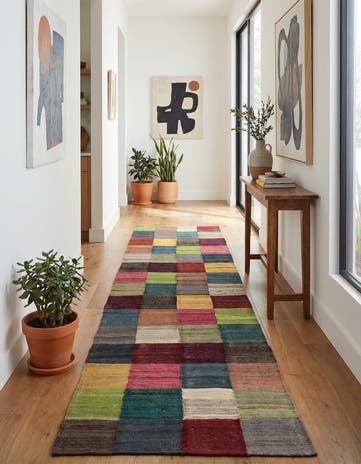 2' 9 x 9' 8 Hand Woven Kilim Modern Wool Runner Rug