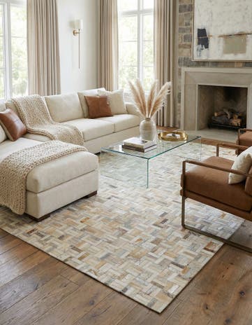 5' 2 x 8' Cowhide Leather Rug