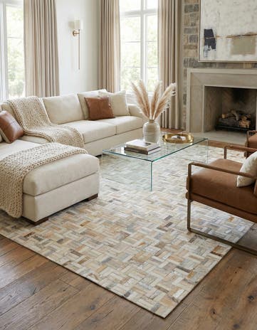 5' 2 x 8' Cowhide Leather Rug