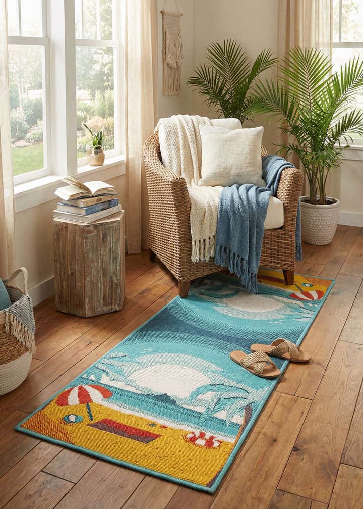 2' x 5' Easy-Clean Coastal Indoor / Outdoor Runner Rug