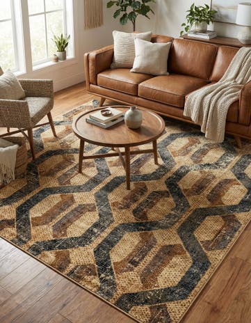 Beige Cream Saturn Square Rug