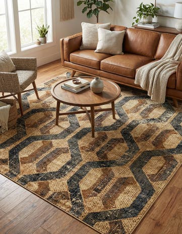 Beige Cream Saturn Square Rug
