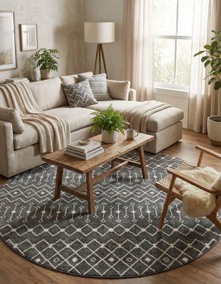 Detail image of  10' x 10' Moroccan Trellis Round Rug