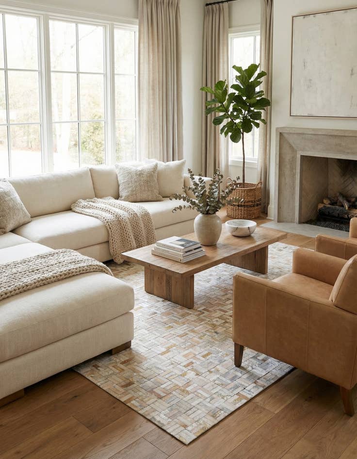 Detail image of 5' 1 x 8' Cowhide Stocks Rug