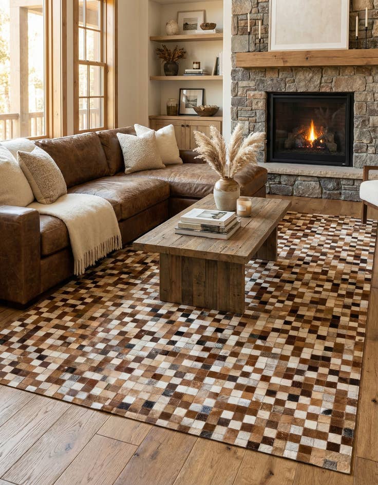 Detail image of 5' x 7' 10 Cowhide Stocks Rug