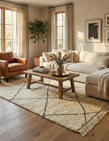 6' 5 x 10' 2 Hand Knotted Moroccan Wool Rug
