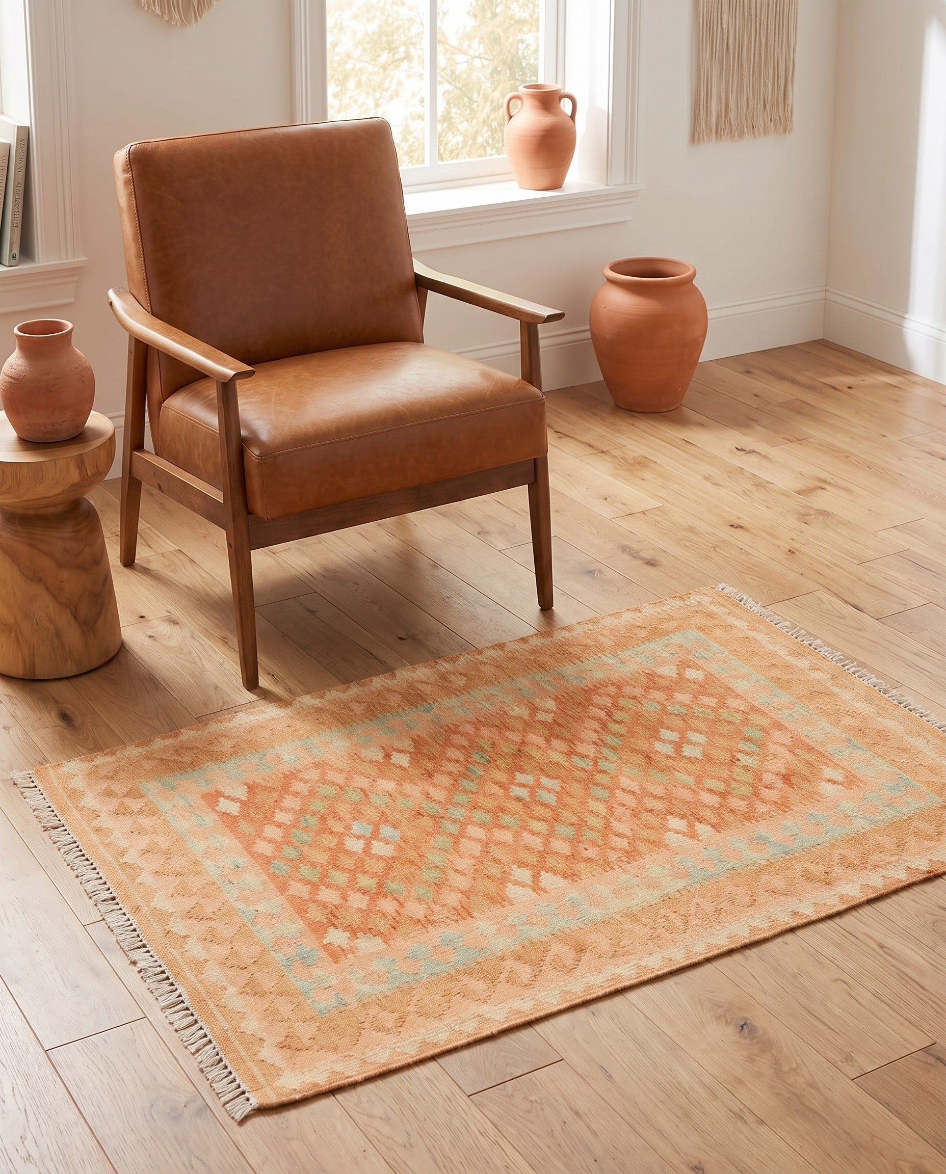3' 3 x 5' 2 Hand Woven Kilim Waziri Wool Rug