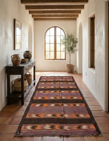 4' 7 x 11' 8 Hand Woven Kilim Fars Wool Runner Rug