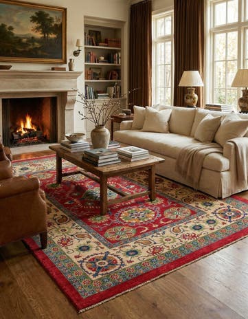 6' 7 x 9' 7 Hand Knotted Kazak Rug