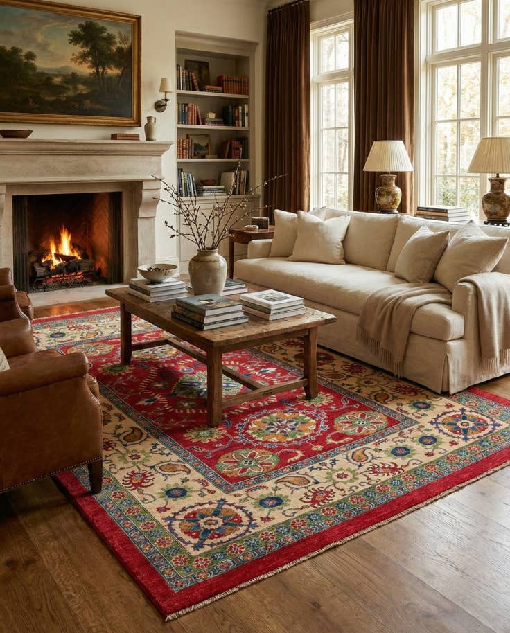 Detail image of 6' 7 x 9' 7 Hand Knotted Kazak Rug