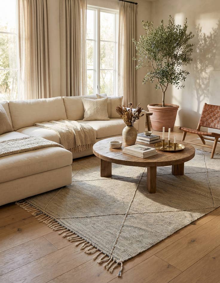 Detail image of  6' 8 x 10' 2  Hand Knotted Moroccan Wool Rug