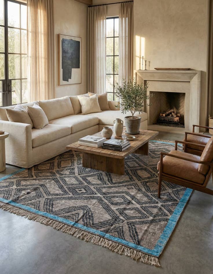 Detail image of 8' 1 x 9' 9  Hand Knotted Darya Wool Rug