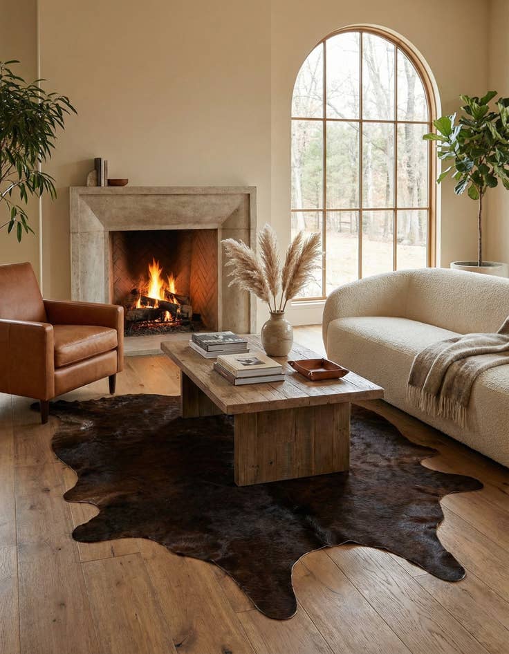 Detail image of 4' 10 x 5' 9 Cowhide Leather Rug