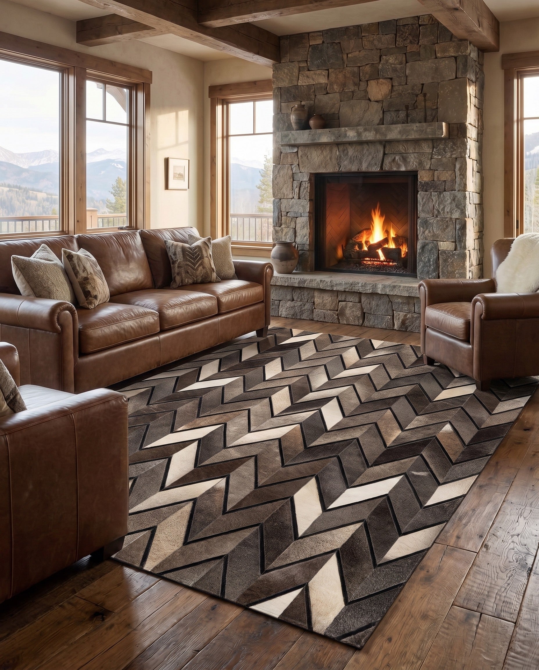 5' 2 x 8' 1 Cowhide - Patchwork Rug