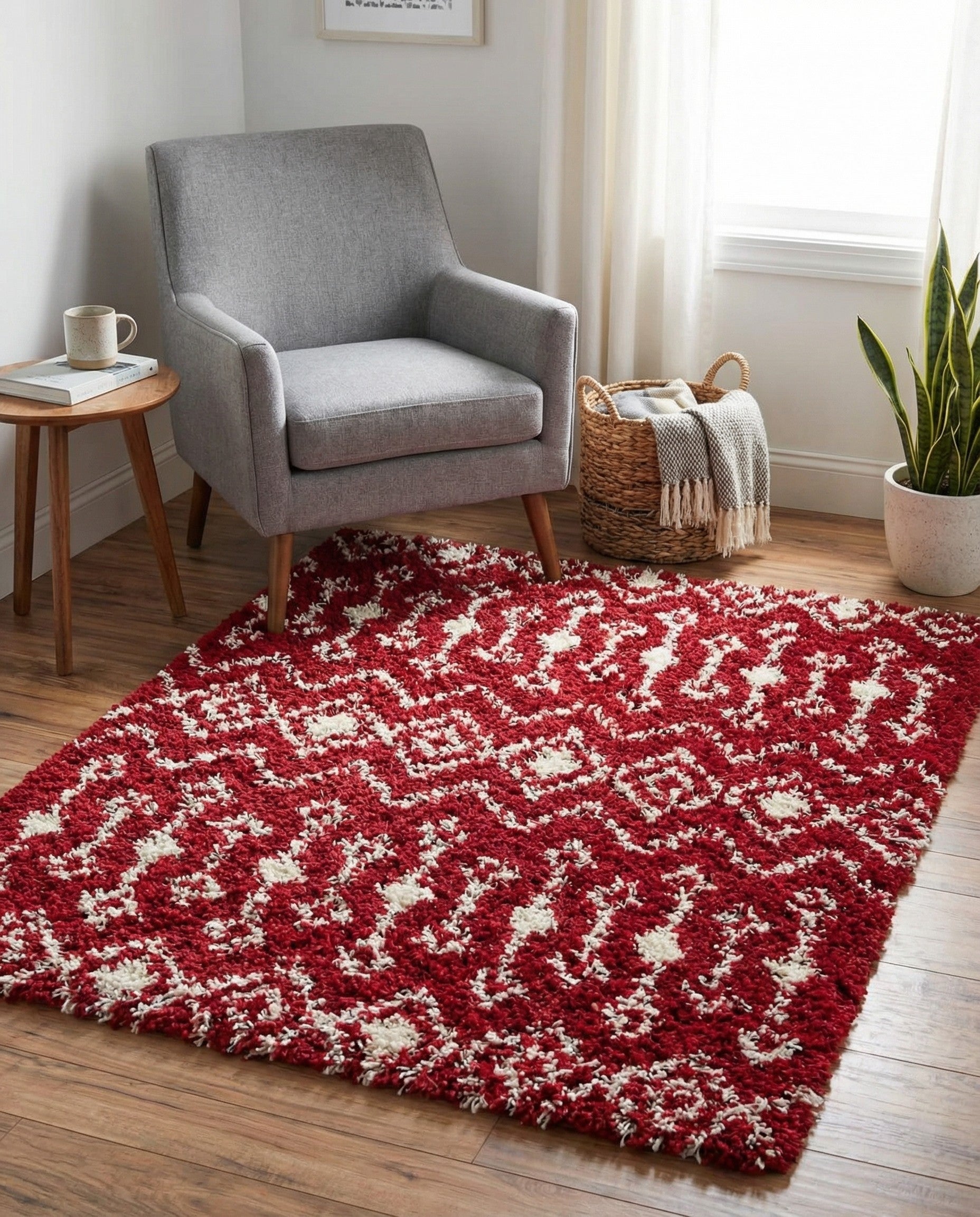  3' x 3' Moroccan Trellis Shag Square Rug