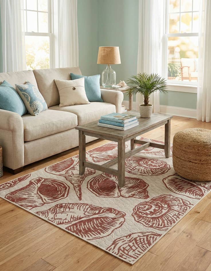 Detail image of  5' 3 x 7'  Washable Coastal Indoor / Outdoor Rug