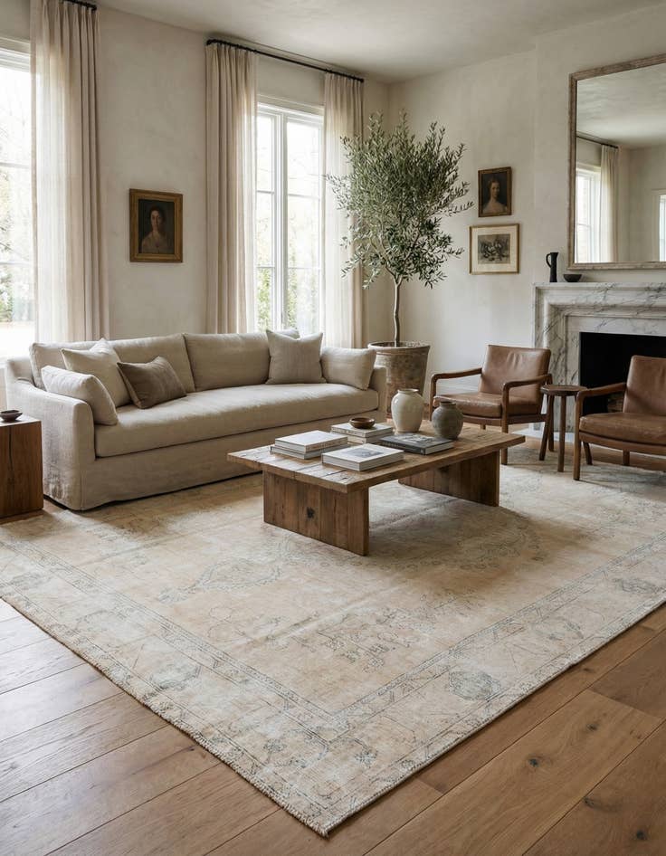 Detail image of 9' 2 x 12'  Hand Knotted Ultra Vintage Persian Wool Rug