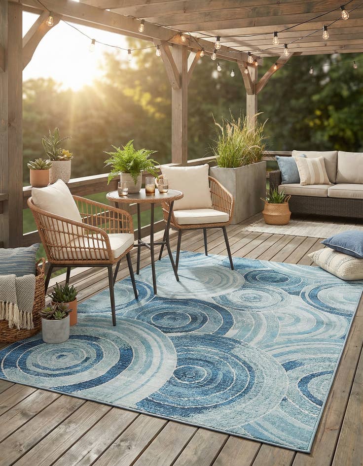 Detail image of  4' x 6'  Washable Modern Indoor / Outdoor Rug