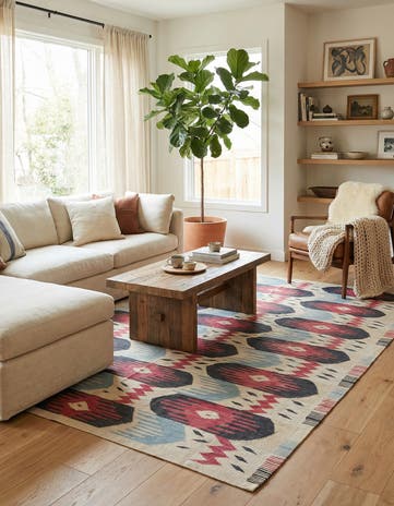 6' x 7' 9 Hand Woven Kilim Modern Wool Rug