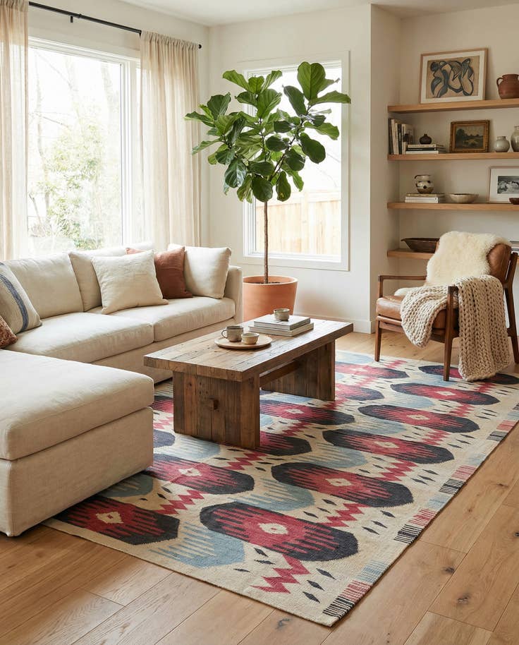 Detail image of 6' x 7' 9 Hand Woven Kilim Modern Wool Rug