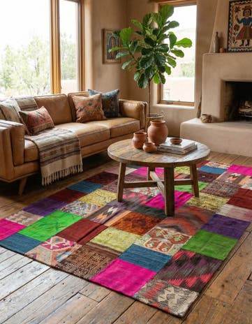 6' 8 x 10' Hand Woven Kilim Patchwork Wool Rug