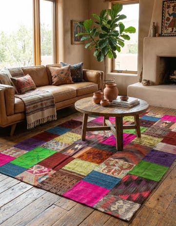 6' 8 x 10' Hand Woven Kilim Patchwork Wool Rug