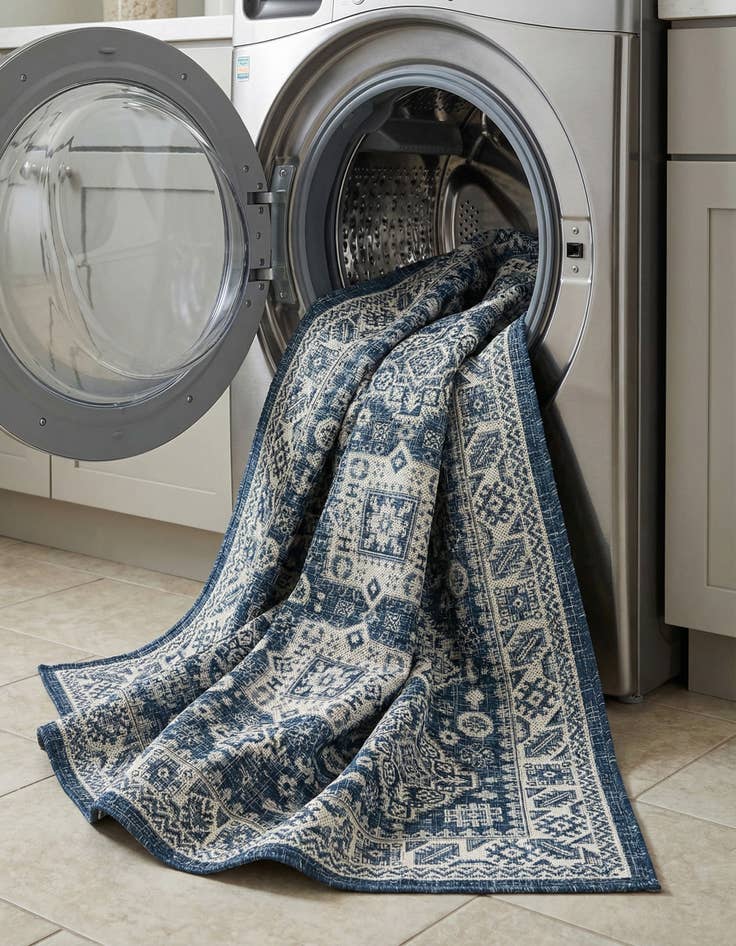 Detail image of 2' 7 x 12'  Washable Aztec Indoor / Outdoor Runner Rug