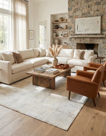 5' x 8' 2 Cowhide Leather Rug