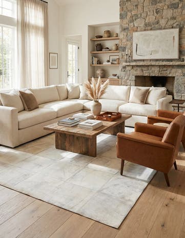 5' x 8' 2 Cowhide Leather Rug