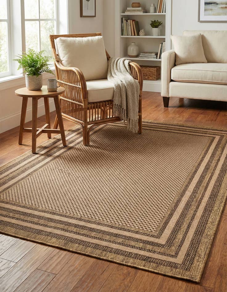 Detail image of 6' x 9'  Washable Border Indoor / Outdoor Rug