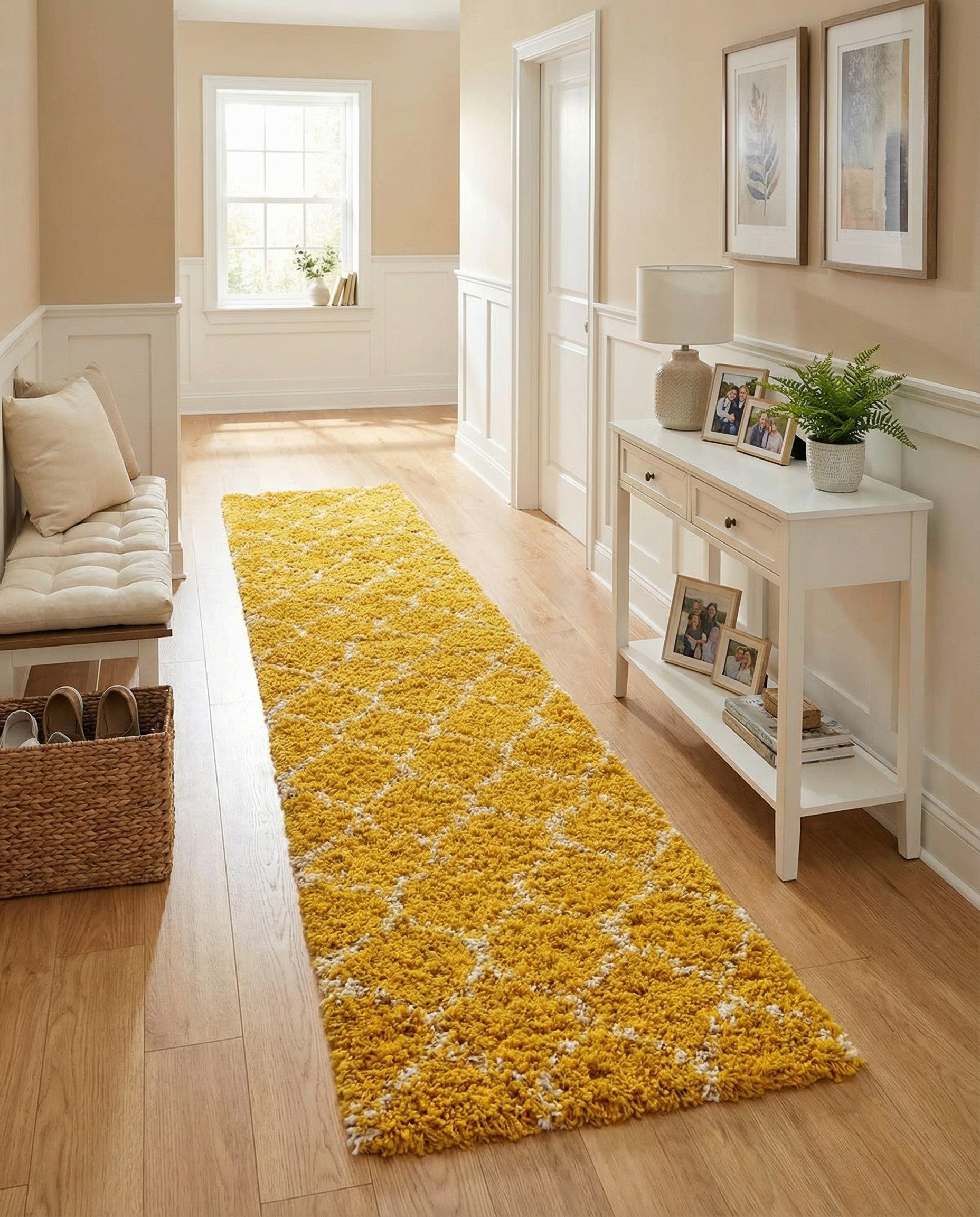  3' 3 x 16' 5 Lattice Shag Runner Rug