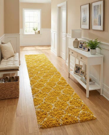  3' 3 x 16' 5 Lattice Shag Runner Rug