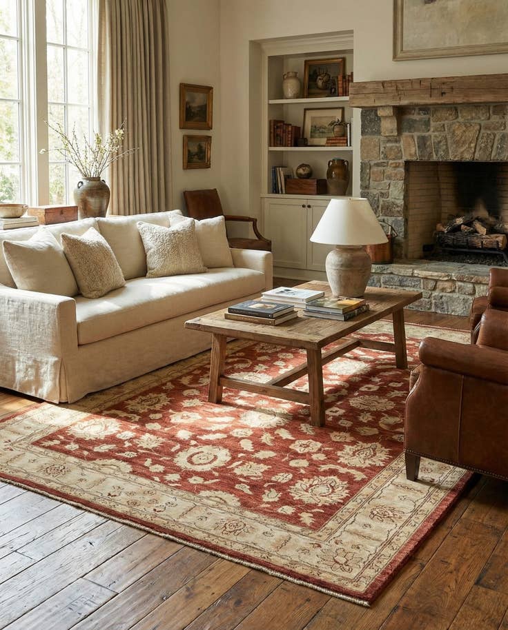 Detail image of 5' 11 x 8' 11 Hand Knotted Peshawar Ziegler Wool Rug