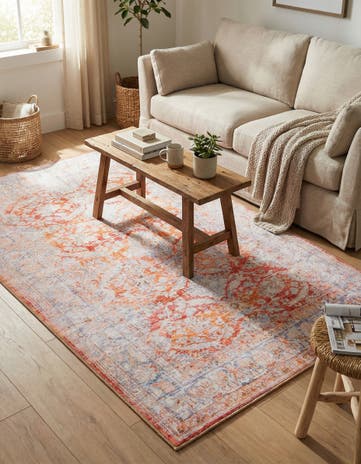 Rust Red Washable Timeless Rug