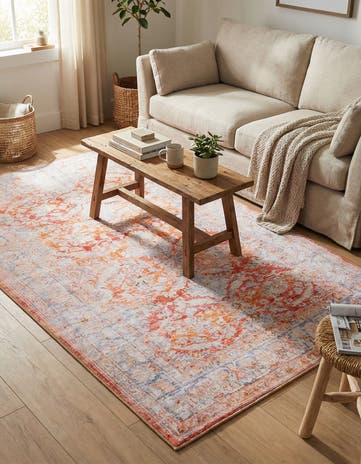 Rust Red Washable Timeless Rug