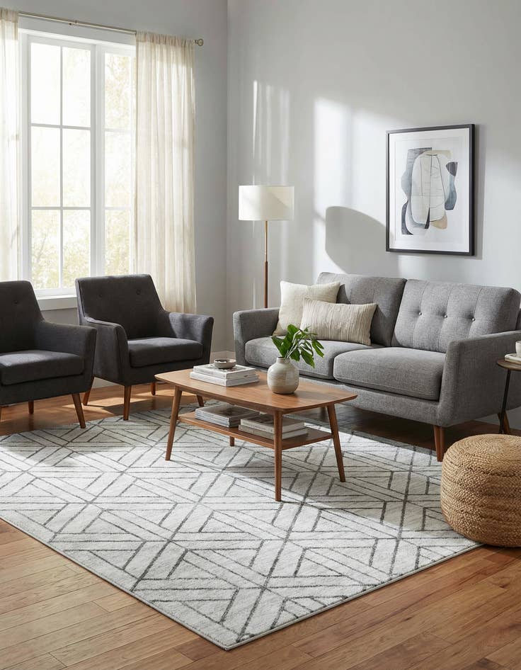 Detail image of 7' x 7' Lattice Trellis Square Rug