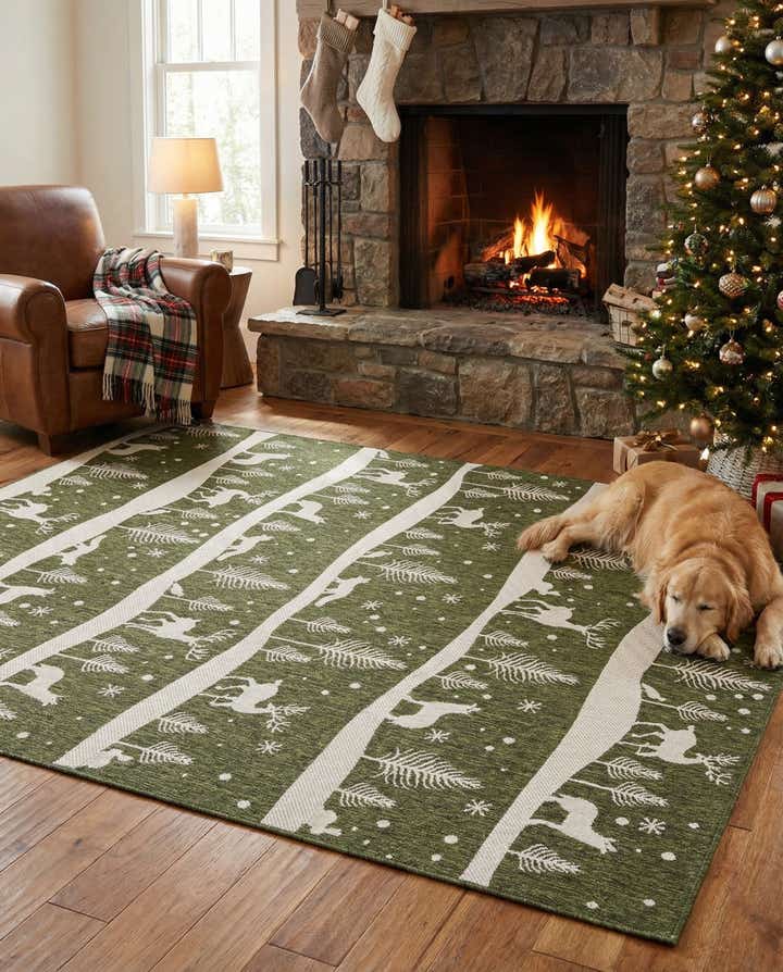9' x 12' Easy-Clean Holiday Indoor / Outdoor Rug