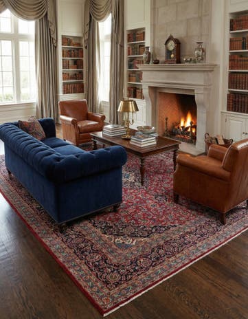9' 8 x 12' 6 Hand Knotted Mashad Persian Wool Rug