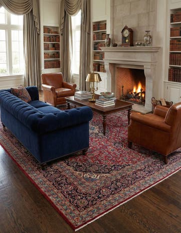9' 8 x 12' 6 Hand Knotted Mashad Persian Wool Rug
