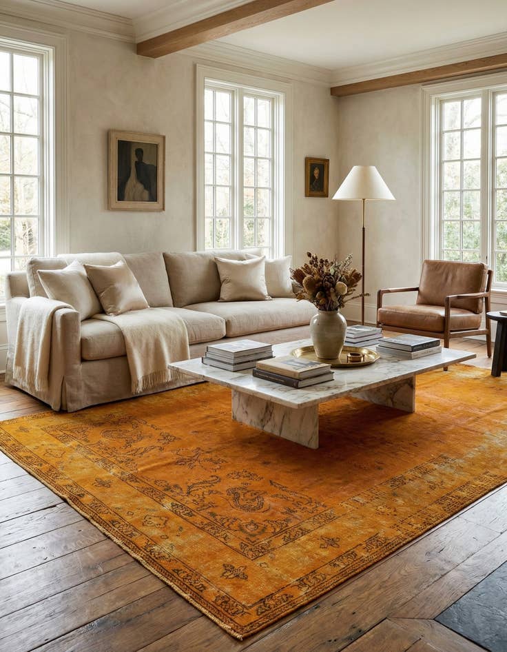 Detail image of 6' 4 x 9'  Hand Knotted Ultra Vintage Persian Wool Rug