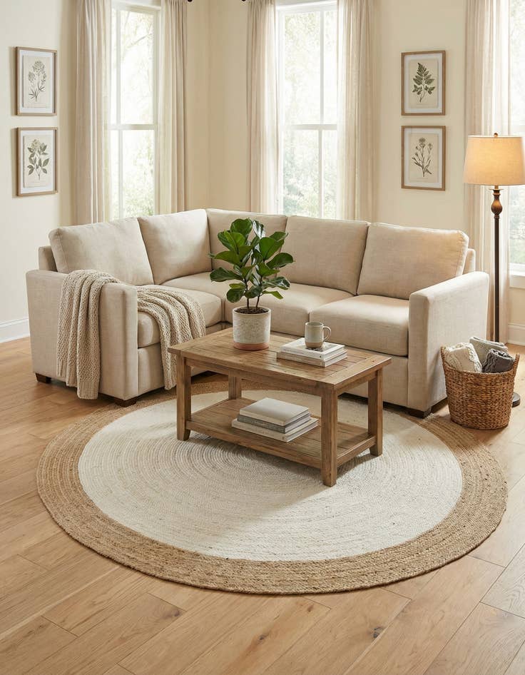 Detail image of  8' x 8'  Hand Braided Jute Round Rug