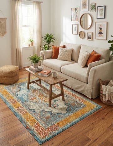 Blue Washable Carnevale Rug