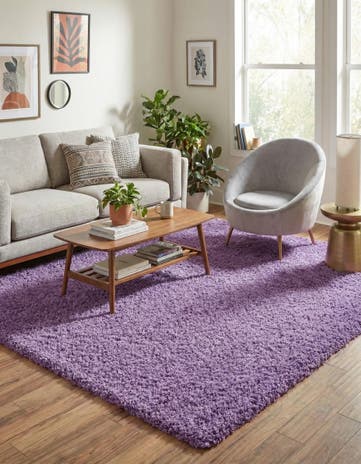Lilac Solid Shag Square Rug